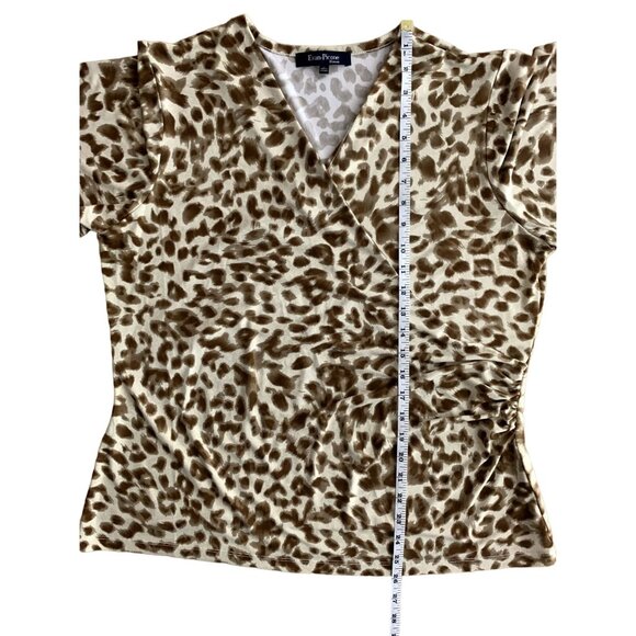 Evan-Picone Woman 2X Leopard Print V-Neck Wrap Blouse Top - Picture 8 of 11